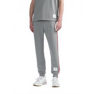 NEW THOMAS BROWNE loopback jersey 3 stripe sweatpants in grey